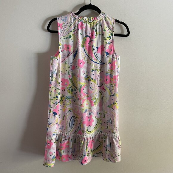 Crown & Ivy Womn PS Paisley Floral Preppy Crochet Tassel Sleeveless Ruffle Dress - Picture 7 of 7